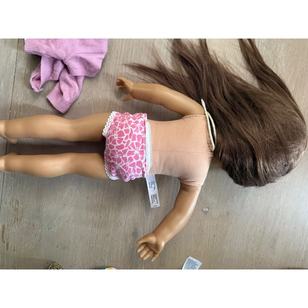 American Girl Truly Me Doll Brown Hair Blue Eyes Freckles Pink pleasant Cardigan